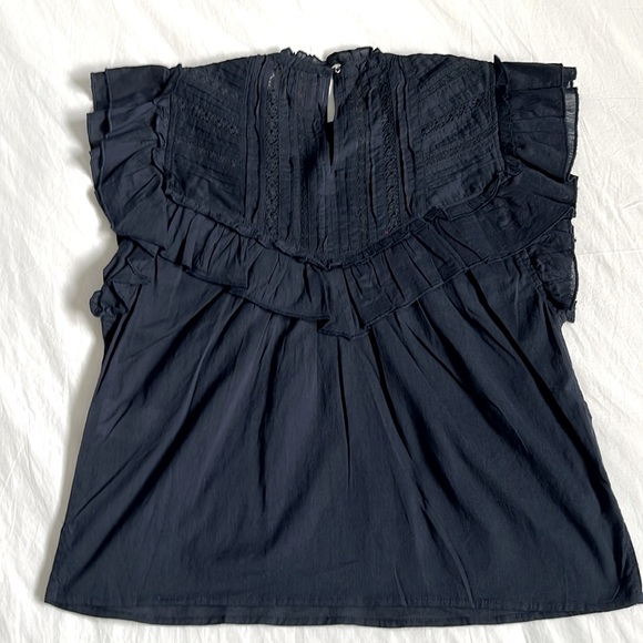 VERONICA BEARD Tamsyn navy ruffled top - Picture 9 of 11